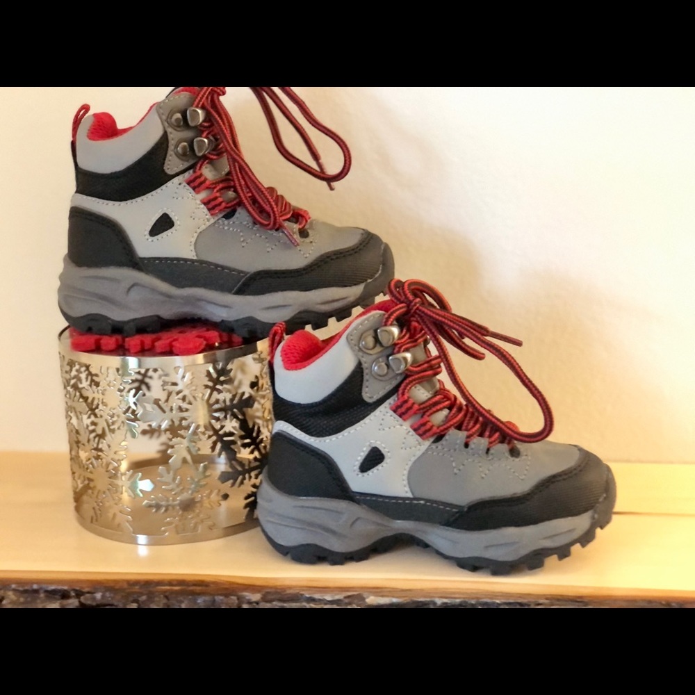 Toddler Boys Snow Boots, BabiesRUs, Size 5, Red, Black, Gray, Lace up Boots